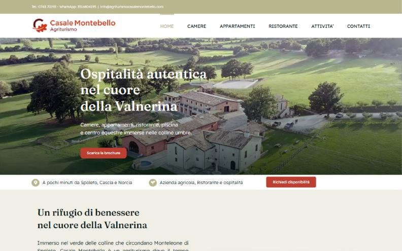 Home page of the Casale Montebello agriturismo website designed by KoKooYa