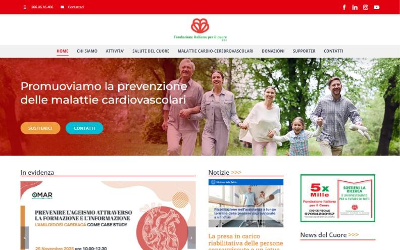 Home page of the Fondazione Italiana per il Cuore website designed by KoKooYa