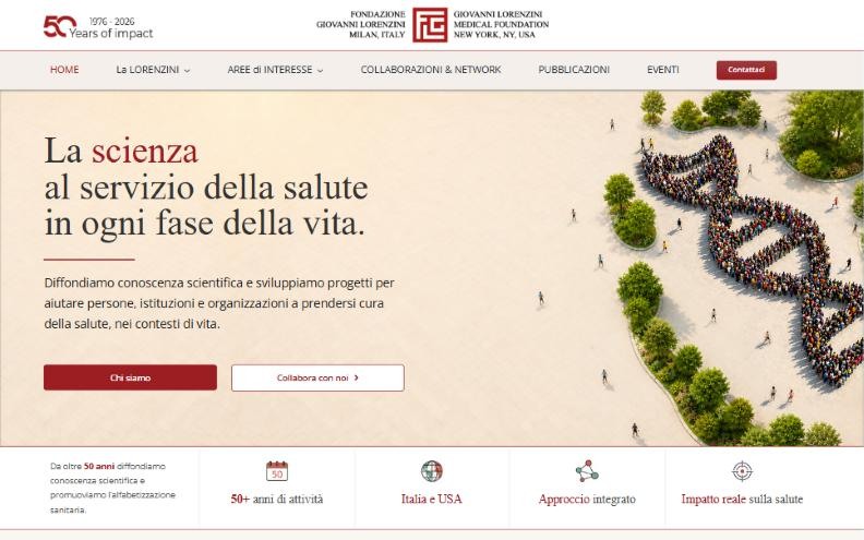 Home page of the Giovanni Lorenzini Medical Foundation website designed by KoKooYa